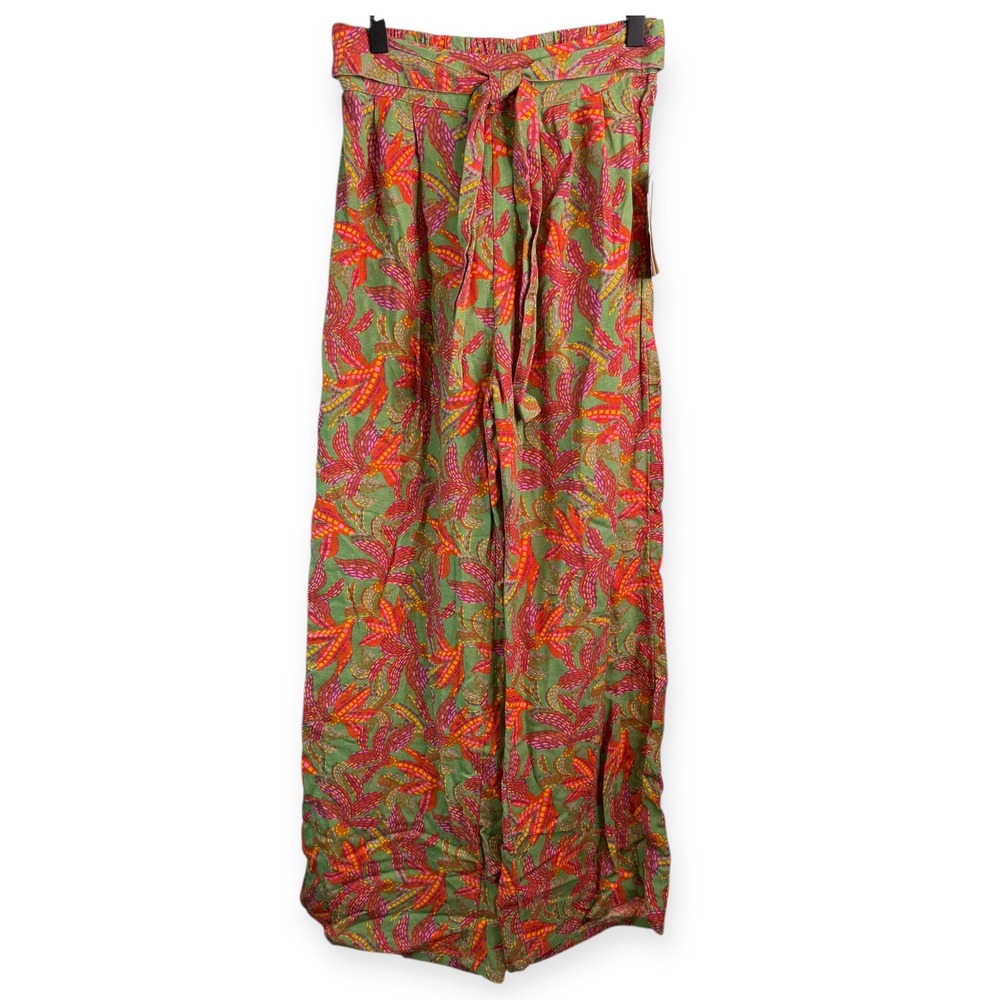 Midnight Sky‎ Floral Print Linen Blend Wide Leg Pants Small New With Tags
